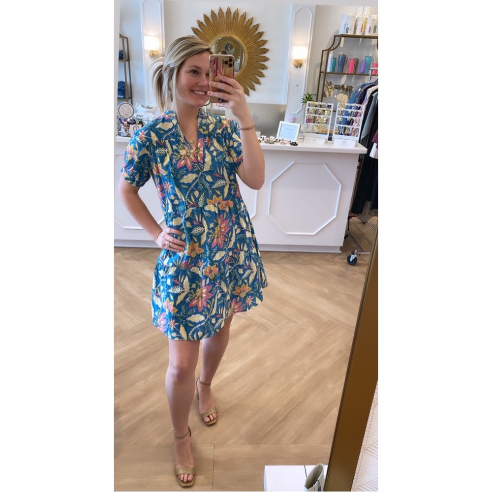 Fitzroy & Willa Floral Cotton Shirt Dress L